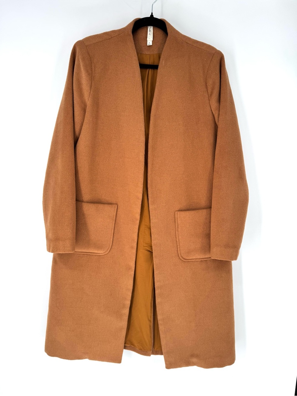 Mural Nordstrom Caramel Open-Front Long Pea Coat medium